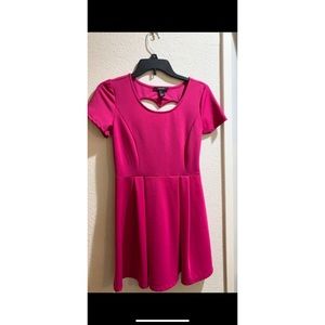 Hot pink dress, open back in shape of heart